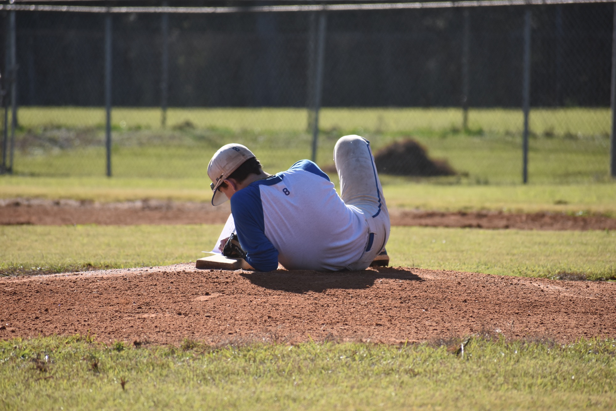 HC Baseball player taking the annual baseball test