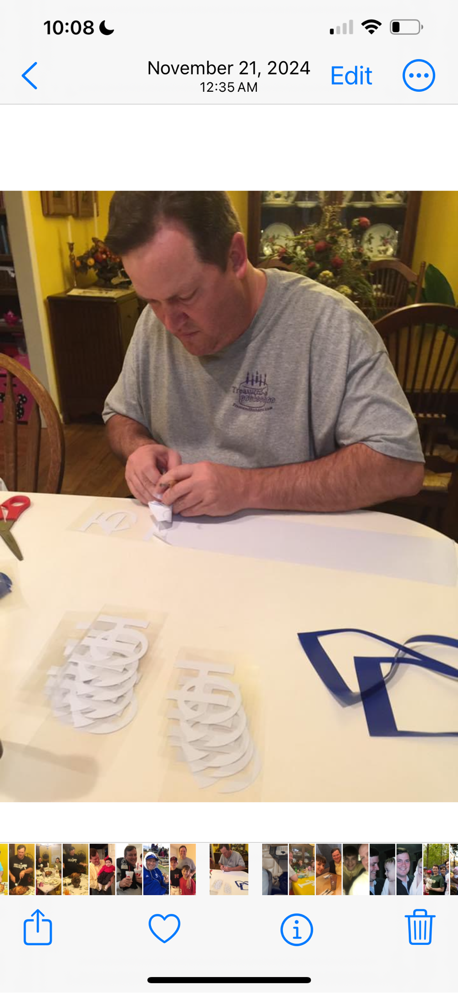 Coach Clay weeding vinyl while making HC Baseball jerseys